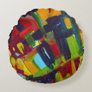 Coussins Ronds Kandinsky '304' Peinture Abstraite colorée