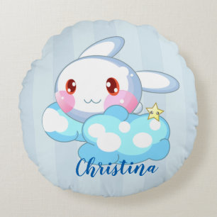 Coussins Ronds Kawaii Bunny, Cloud & Star Custom