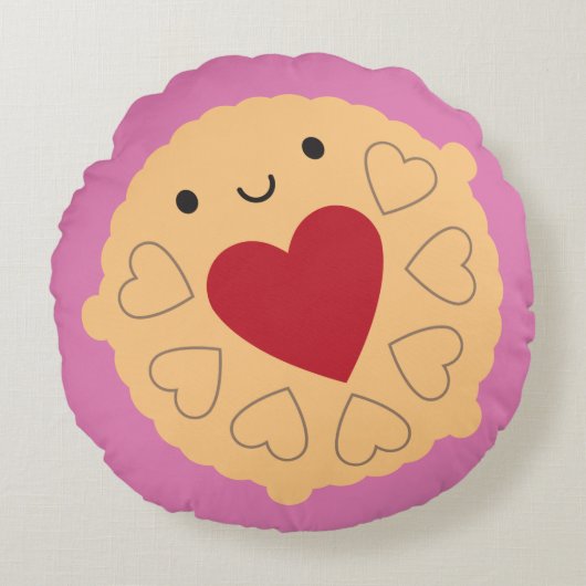 Coussins Ronds Kawaii Jammie Dodger Biscuit réversible (Devant)