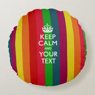 Coussins Ronds KEEP CALM personnalisé et votre texte pour Rainbow