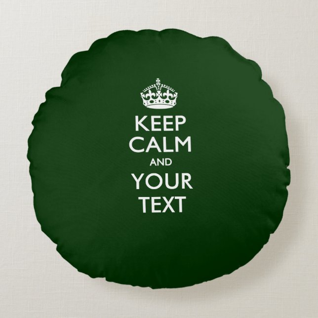 Coussins Ronds KEEP CALM personnalisé et votre texte pour vert (Devant)
