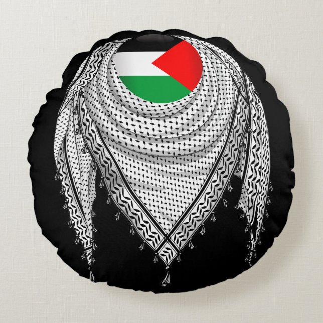 Coussins Ronds Keffiyeh Écharpe palestinienne tissu traditionnel (Devant)