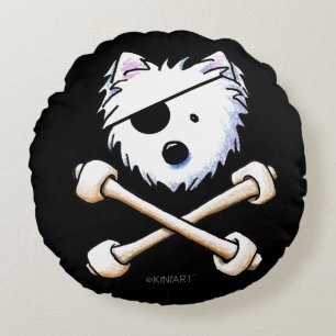 Coussins Ronds KiniArt Pirate Westie Crossbones