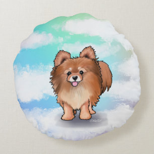 Coussins Ronds KiniArt Pomeranian Huggable