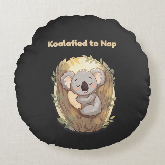 Coussins Ronds "Koalafied to Nap – Cute Sleepy Koala T-Shirt" (Devant)