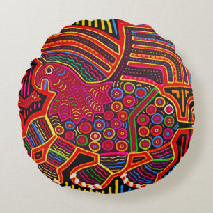 Coussins Ronds Kuna Indien Ami Dragon Mola