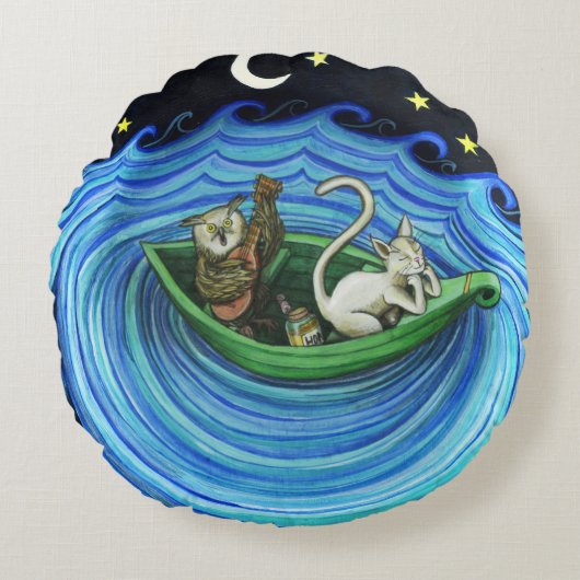 Coussins Ronds La chouette et l'oreiller à lancer de Pousssycat (Devant)