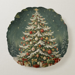 Coussins Ronds La Couronne de Joyau de la Forêt d'Hiver