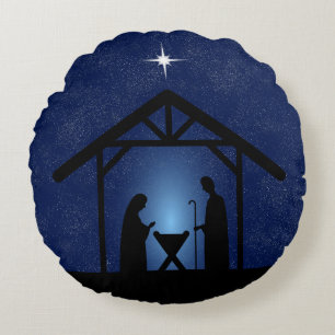 Coussins Ronds La crèche de Noël Scène religieuse