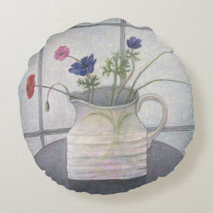Coussins Ronds La cruche 2008 d'anémones et de pavots fleurit