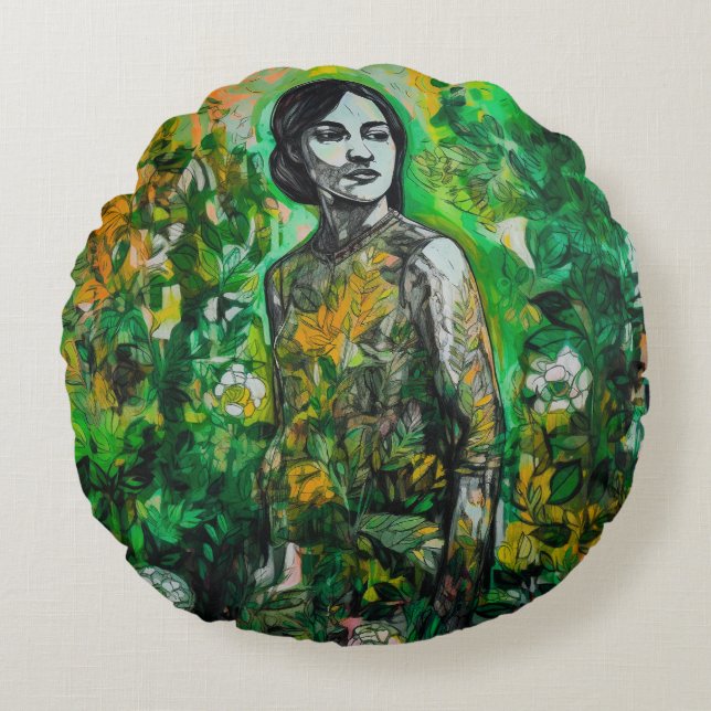 Coussins Ronds La Dame Mystère (Devant)