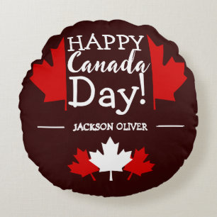 Coussins Ronds La Feuille d'érable du Canada, Joyeuse fête du Can