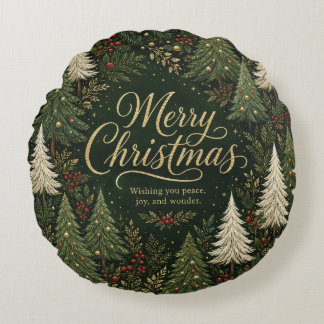 Coussins Ronds La forêt dorée de Noël