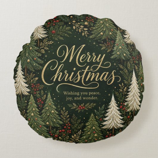 Coussins Ronds La forêt dorée de Noël (Devant)