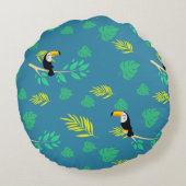 Coussins Ronds La forêt tropicale du Toucan bleu et vert (Dos)
