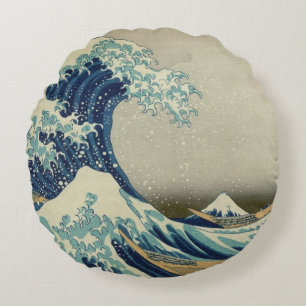Coussins Ronds La Grande Vague au large de Kanagawa par Hokusai