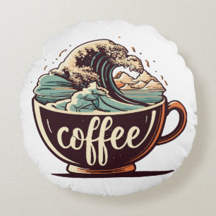 Coussins Ronds La Grande Vague De Café