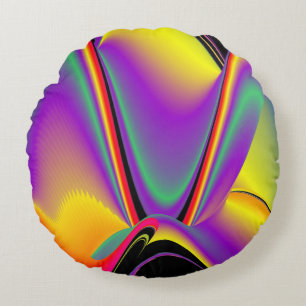Coussins Ronds La Magie des Couleurs Abstrait 3D Rainbowart