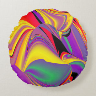 Coussins Ronds La magie des couleurs Abstrait Rainbowart 3D