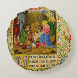 Coussins Ronds La nativité à vous est née ce jour