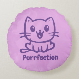Coussins Ronds La perfection, très mignon chat d'anime
