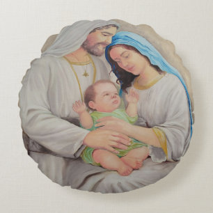 Coussins Ronds La Sainte Famille : Portrait de l'Amour Divin