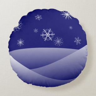 COUSSINS RONDS LA SCÈNE DE NEIGE D'HIVER