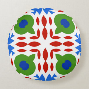 Coussins Ronds La talavera mexicaine traditionnelle ornée. Main d