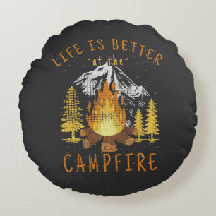 Coussins Ronds La vie est meilleure au feu de camp