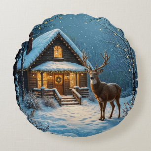 Coussins Ronds La visite de Noël enneigée de Big Buck