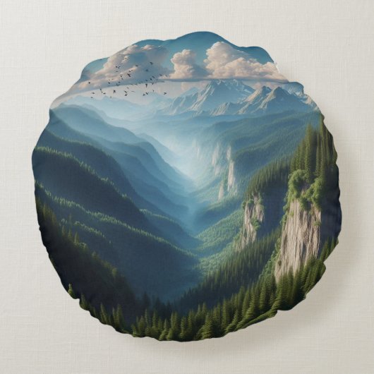 Coussins Ronds La vue sur la colline (Dos)