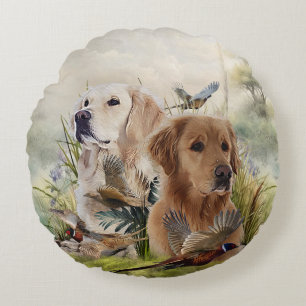 Coussins Ronds Labrador Retrivers avec faisan, Art