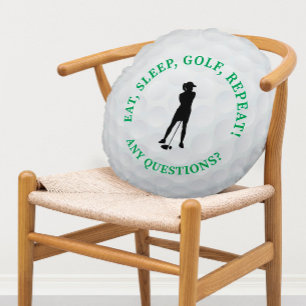 Coussins Ronds Lady Golfer Silhouette Cute Golf Ball Sports Cute