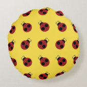 Coussins Ronds Ladybug 60s rétro cool rouge jaune (Dos)