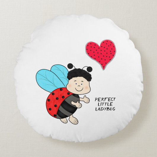 Coussins Ronds Ladybug avec coeur (Devant)