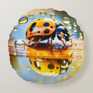 Coussins Ronds Ladybug dans la pluie Jeu d'oreiller