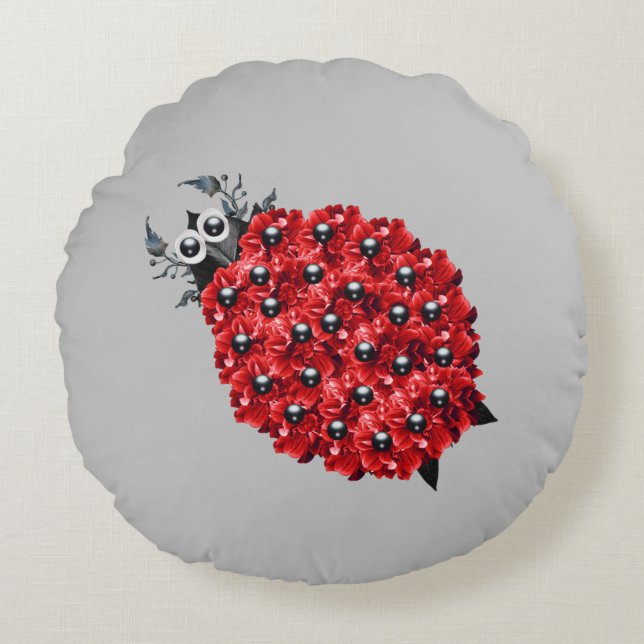 Coussins Ronds Ladybug de printemps (Devant)