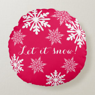 Coussins Ronds Laisser neiger Rouge rond Snowflakes Lancer l'orei