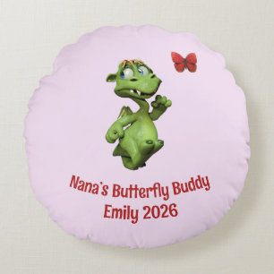 Coussins Ronds L'amie papillon de Nana Nom personnalisé pour fill