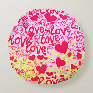 Coussins Ronds L'amour dans le Motif coloré dynamique
