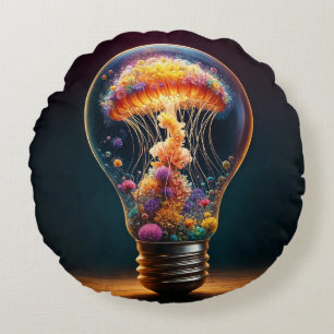 Coussins Ronds Lampe de méduse colorée rêve magique de l'océan
