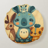 Coussins Ronds Lapin à fleurs de mûte boho (Dos)