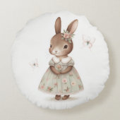 Coussins Ronds Lapin Brown en robe florale (Dos)