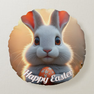 Coussins Ronds Lapin de Pâques joyeux dans la magie du printemps