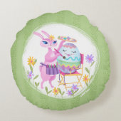 Coussins Ronds Lapin de Pâques rose et oeuf | (Dos)