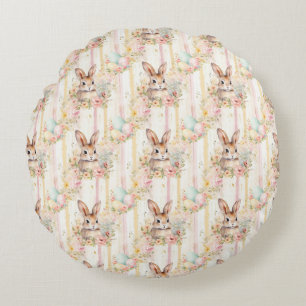 Coussins Ronds Lapin de Pâques Tissu Sans Couture – Pastel Mignon