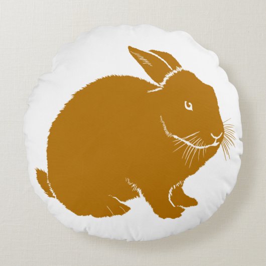 Coussins Ronds Lapin en orange foncé (Devant)