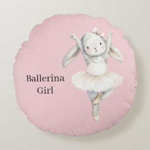 Coussins Ronds Lapin fille ballerine rose en tutu