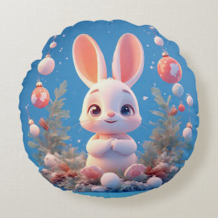 Coussins Ronds Lapin mignon entouré de décorations