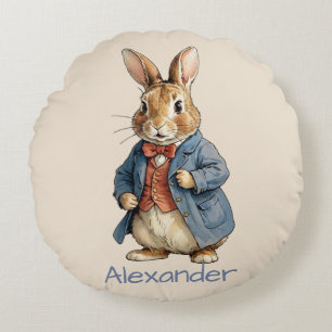 Coussins Ronds Lapin personnalisé à l'ancienne mignon